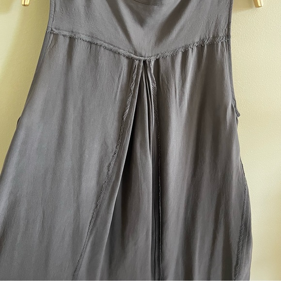 Calypso St. Barth 100% Silk Gray Reverse Seam Fringe Dress Sz‎ M Quiet Luxury - Picture 9 of 10